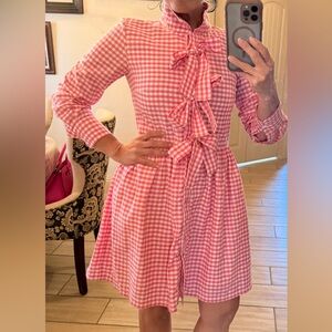 Elizabeth Wilson Pink Gingham Bow-Tie Dress, Size S